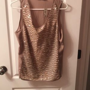 The Limited large sequined beige top NWT